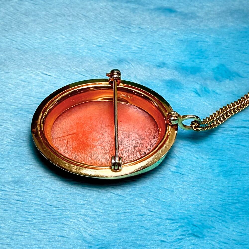 VTG Van Dell 12KT GF Carved Shell Cameo Brooch / Pendant W/Original Box Estate - Picture 7 of 16